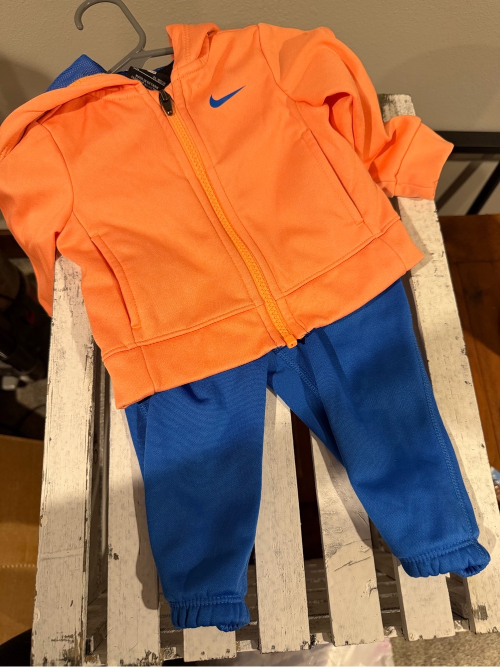 Nike Dri-FIT Baby 12M Tracksuit Set Orange  Blue Full Zip Hoodie Joggers Unisex